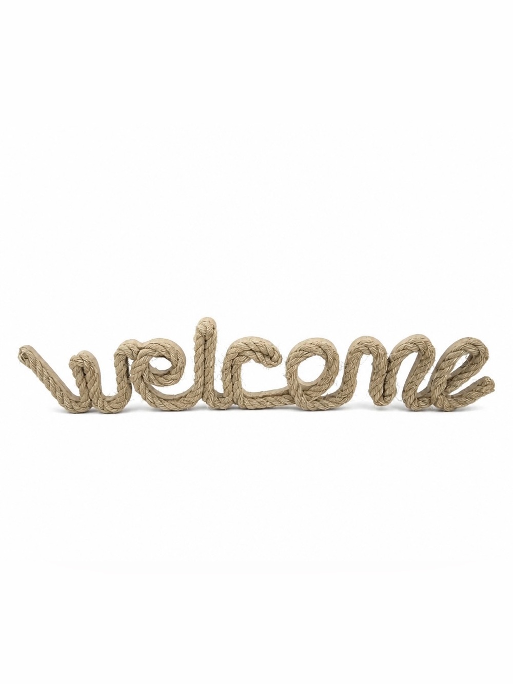 Braided Rope "Welcome" Sign in Natural Tan